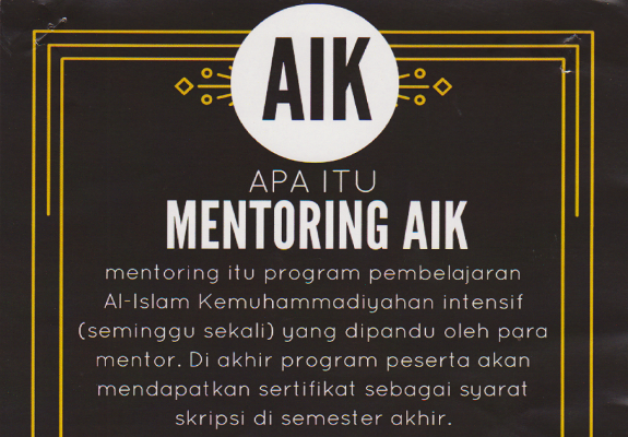 Al Islam dan Kemuhammadiyahan: Info Mentoring AIK 1 tahun 2016: Sekarang telah masuk perkuliahan semester awal tahun akademik 2016/2017. Bagi setiap mahasiswa baru diwajibkan untuk mengikuti kegiatan…
